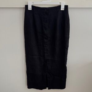 Talbots Women’s Irish Linen Button Front Midi Skirt Black Women’s Size 8